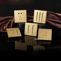 Switches Wall Lamp Switch Socket Panel Personality Fashion Golden 2 Way Single Dual Control 86 Type Push Button Switch, Waterproof Box