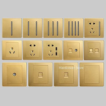 Switches Wall Lamp Switch Socket Panel Personality Fashion Golden 2 Way Single Dual Control 86 Type Push Button Switch, Waterproof Box
