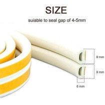 Abbasali Weather Strip, Seal Strip For Doors And Windows Self-Adhesive Foam Door Sealing Strip Soundproof Weatherproof Seal Strip Insulation Gap Blocker (1 Roll Of 2 Strips, Total 5M Long) (White)