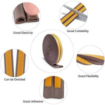 Abbasali Weather Strip, Seal Strip For Doors And Windows Self-Adhesive Foam Door Sealing Strip Soundproof Weatherproof Seal Strip Insulation Gap Blocker (1 Roll Of 2 Strips, Total 5M Long) (White)