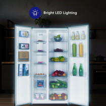 Super General 600 Liters Gross Side-By-Side Refrigerator-Freezer, Digital Control, Inox Finish: Matte, SGR710SBS, 90.5 W cm x 59.5 D cm x 177 H cm, 1 Year Warranty