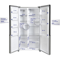 Super General 600 Liters Gross Side-By-Side Refrigerator-Freezer, Digital Control, Inox Finish: Matte, SGR710SBS, 90.5 W cm x 59.5 D cm x 177 H cm, 1 Year Warranty