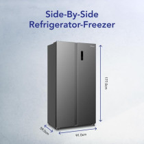 Super General 600 Liters Gross Side-By-Side Refrigerator-Freezer, Digital Control, Inox Finish: Matte, SGR710SBS, 90.5 W cm x 59.5 D cm x 177 H cm, 1 Year Warranty
