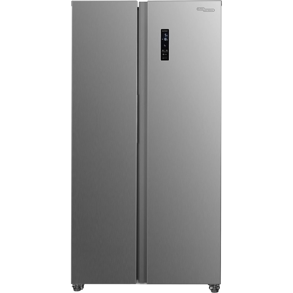 Super General 600 Liters Gross Side-By-Side Refrigerator-Freezer, Digital Control, Inox Finish: Matte, SGR710SBS, 90.5 W cm x 59.5 D cm x 177 H cm, 1 Year Warranty