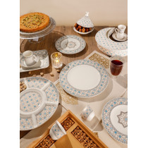 Homesmiths Rosa Arabesque Mug With Plate And Cover, Off White/Gold/Turquoise