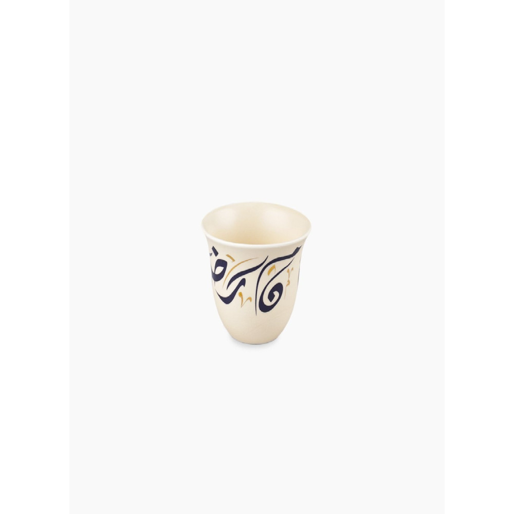 Homesmiths Rosa Kalemat Cawa Cup Set 6 Pieces, Off White/Navy Blue/Gold