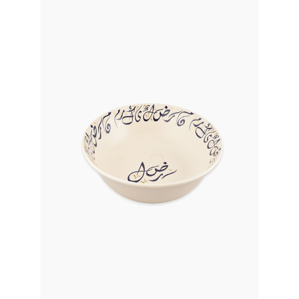 Homesmiths Rosa Kalemat Serving Bowl 31 Cm, Off White/Navy Blue/Gold