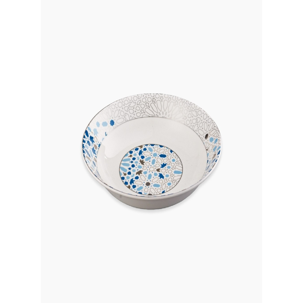 Homesmiths Rosa Nogoum Serving Bowl 31 Cm, White/Blue/Silver