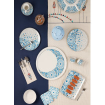 Homesmiths Rosa Nogoum Serving Dish 7 Compartment, White/Blue/Silver