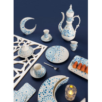 Homesmiths Rosa Nogoum Serving Dish 7 Compartment, White/Blue/Silver