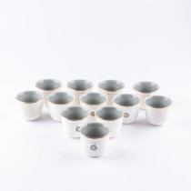 Otantik 12-Piece Cawa Cup Set, Grey And Gold Ceramic Coffee And Tea Cups , Elegant Serveware For Ramadan, Iftar, And Special Occasions