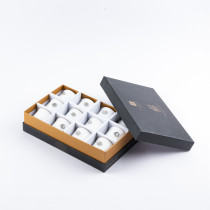 Otantik 12-Piece Cawa Cup Set, Grey And Gold Ceramic Coffee And Tea Cups , Elegant Serveware For Ramadan, Iftar, And Special Occasions