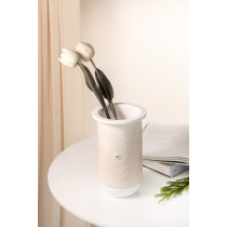 Otantik Asalah Flower Vase, Beige And Silver Ceramic Vase, Elegant Home Decor For Living Room, Bedroom, Office, And Ramadan, Perfect For Decorative Floral Arrangements