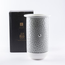 Otantik Asalah Flower Vase, Grey And Gold Ceramic Vase, Elegant Home Decor For Living Room, Bedroom, Office, And Ramadan, Perfect For Decorative Floral Arrangements