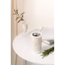 Otantik Asalah Incense Burner, Beige And Silver Ceramic, Elegant Aromatherapy Holder For Home Decor, Living Room, Bedroom And Ramadan, Decorative Incense Stand