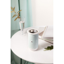 Otantik Asalah Incense Burner, Teal And Silver Ceramic, Stylish Aromatherapy Holder For Home Decor, Living Room, Bedroom And Ramadan, Decorative Incense Stand