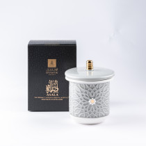 Otantik Asalah Large Scented Candle, Grey And Gold, Elegant Aromatherapy Candle For Home Decor, Living Room, Bedroom, Ramadan, And Special Occasions, Luxurious Fragrance