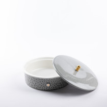 Otantik Asalah Medium Date Bowl, Grey And Gold Ceramic, Elegant Serving Bowl For Dates, Snacks, Ramadan And Special Occasions, Stylish Home Decor