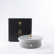 Otantik Asalah Medium Date Bowl, Grey And Gold Ceramic, Elegant Serving Bowl For Dates, Snacks, Ramadan And Special Occasions, Stylish Home Decor