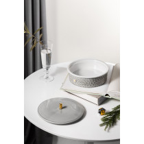 Otantik Asalah Medium Date Bowl, Grey And Gold Ceramic, Elegant Serving Bowl For Dates, Snacks, Ramadan And Special Occasions, Stylish Home Decor