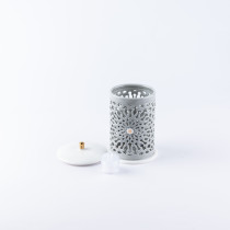 Otantik Asalah Small Electronic Candle, Grey And Gold, Elegant Led Candle For Home Decor, Living Room, Bedroom, Ramadan And Special Occasions, Safe And Stylish Lighting