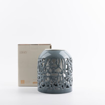 Otantik Jiwar Flower Vase, Haze Blue And Silver Shining, Elegant Ceramic Vase For Home Decor, Living Room, Bedroom, Ramadan And Special Occasions, Decorative Floral Arrangement