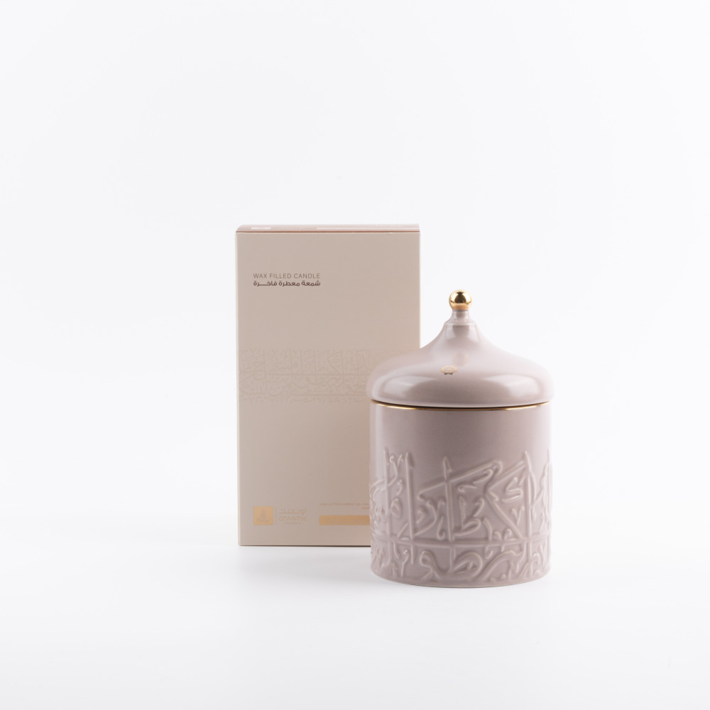 Otantik Jiwar Large Scented Candle, Medium Size, Purple And Gold, Elegant Aromatherapy Candle For Home Decor, Living Room, Bedroom, Ramadan And Special Occasions, Luxurious Fragrance And Stylish Design