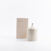 Otantik Jiwar Small Scented Candle, Beige And Gold Shining, Elegant Aromatherapy Candle For Home Decor, Living Room, Bedroom, Ramadan And Special Occasions, Luxurious Fragrance And Stylish Design