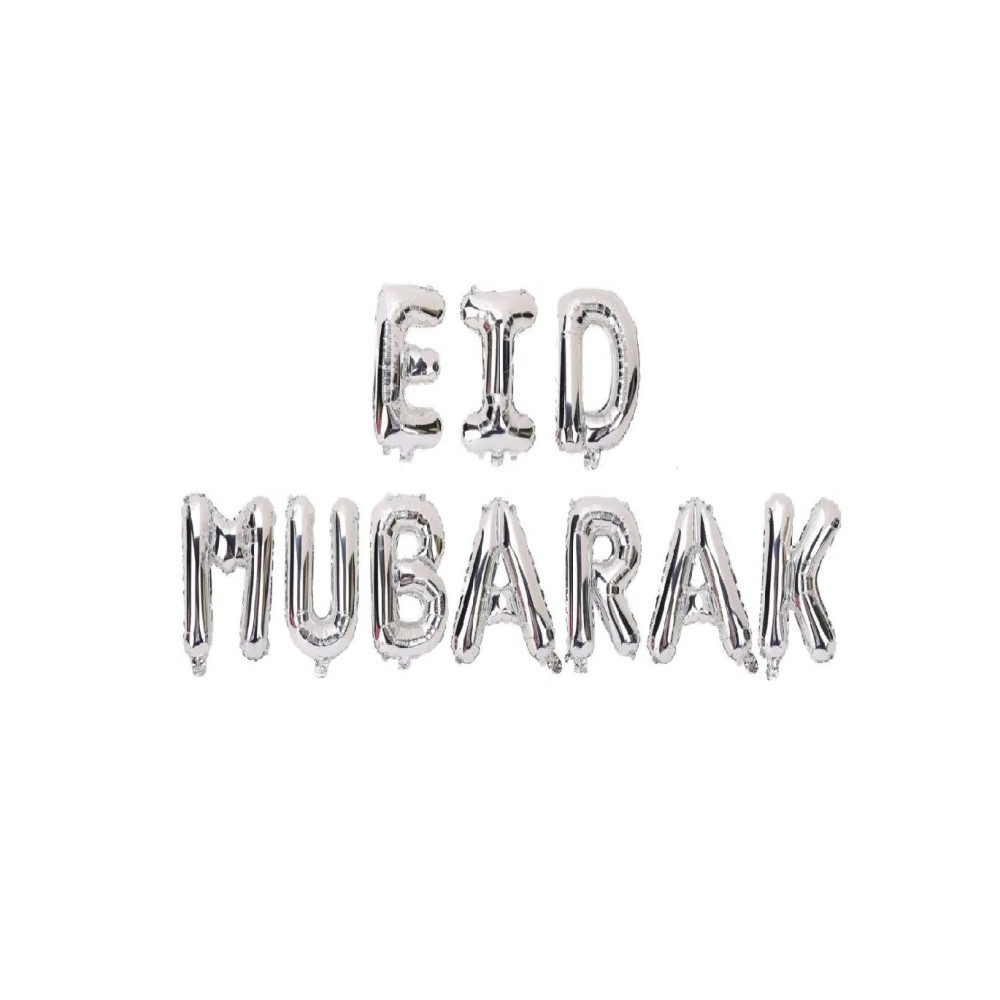 Peacock Supplies Homesmiths Eid Mubarak Foil Balloons Silver, For Occassions Like Ramadan