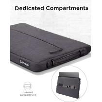 Lenovo Urban Sleeve for 14-inch Laptop/Notebook/Tablet Water Resistant Padded Compartments, Zippered Accessory Storage Reinforced Rubber Corners Extendable Handle, GX40Z50941 Charcoal Grey