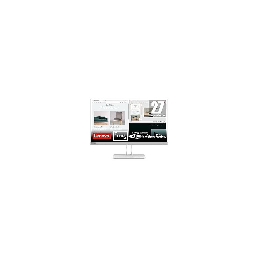 Lenovo L27E-40 27 Inch VA FullHD 100Hz Anti-glare Monitor With HDMI, VGA, AMD FreeSync,Tilt Stand-Cloud Grey