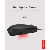 Lenovo 400 USB-C Wired Compact Mouse, 4 Button USB Mouse for Laptops and Computers, Adjustable 2400 DPI, Left or Right Hand, GY51D20875, Black
