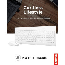 Lenovo 510 Wireless Combo Keyboard And Mouse, White