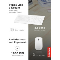 Lenovo 510 Wireless Combo Keyboard And Mouse, White