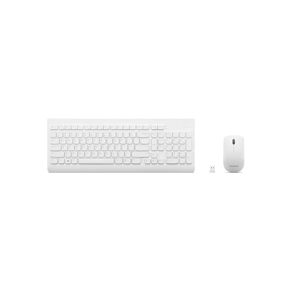 Lenovo 510 Wireless Combo Keyboard and Mouse, White, EN-AR