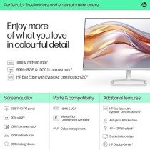 HP Series 5-524sf Monitor, 23.8" FHD IPS Panel, 100Hz Refresh Rate, HDMI And VGA, Thin And Sleek Design, Anti-Glare And Flicker-Free, Works With Chromebook Certified [94C17AS]