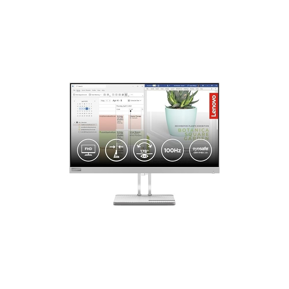 Lenovo L24e-40, 23.8inch FHD Flat Monitor, VA, WLED, 100Hz Refresh Rate, Antiglare, 3000:1 Contrast ratio, HDMI, VGA, Eyesafe Display 2.0, Cloud Grey [67AAKAC3AE]