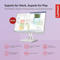Lenovo L24e-40, 23.8inch FHD Flat Monitor, VA, WLED, 100Hz Refresh Rate, Antiglare, 3000:1 Contrast ratio, HDMI, VGA, Eyesafe Display 2.0, Cloud Grey [67AAKAC3AE]
