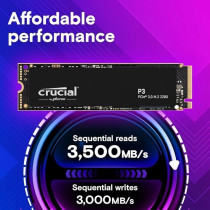 Crucial P3 500GB PCIe 3.0 3D NAND NVMe M.2 SSD, up to 3500MB/s CT500P3SSD8, Black