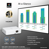 Epson New Upgrade Epiq Vision Flex CO-W01 Portable Projector, 3-Chip 3LCD, Widescreen, 3,000 Lumens Color/White Brightness, 5 W Speaker, 300-Inch Home Entertainment and Work, Streaming Ready