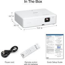 Epson New Upgrade Epiq Vision Flex CO-W01 Portable Projector, 3-Chip 3LCD, Widescreen, 3,000 Lumens Color/White Brightness, 5 W Speaker, 300-Inch Home Entertainment and Work, Streaming Ready