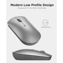 Lenovo 600 Bluetooth Silent Mouse, Blue Optical Sensor, Adjustable DPI, 4 Button, Microsoft Swift Pair, Windows, Chrome, GY50X88832, Gray
