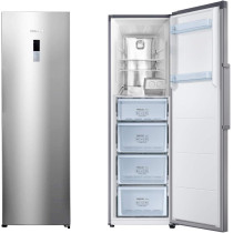 Nikai 400L Gross/265L Net, Upright Freezer with DC fan Motor, CFC-Free And Low Noise Cooling, High Bright LED, Temperature Control, Frost Free, Energy Efficient, Secure with Lock and Key, NUF400FSS, Silver