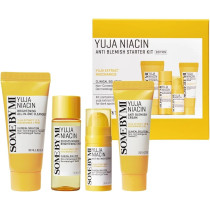 Somebymi Yuja Niacin Anti-Blemish Starter Kit, Set Of 4 Travel Kit, Includes Toner 30Ml Plus Serum 10Ml Plus Gel Cream 30G Plus Sleeping Mask 20G For Natural Brightning Of Skin