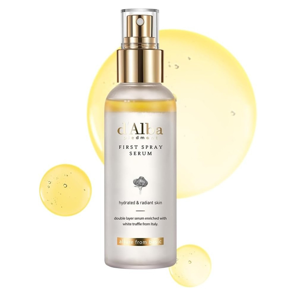 D'Alba Piedmont Italian White Truffle First Spray Serum (Vegan), Glowy Hydrating Serum Face Mist, Dalbamist, 3.38 Fl Oz