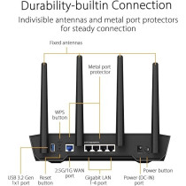 Asus Tuf Gaming Wifi 6 Router (TUF-AX4200) - Dedicated Gaming Port, Dual 2.5G Port, 3 Steps Port Forwarding, Extendable Router With Aimesh Technology, Aiprotection Pro, Vpn, Instant Guard