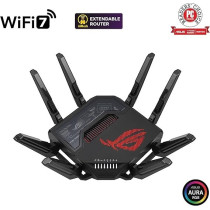 Asus Rog Rapture GT-BE98 Quad-Band Wifi 7 Aimesh Extendable Gaming Router, 25Gbps, 320Mhz, 4K-Qam, Dual 10G Ports, Quad 2.5G Ports, Vpns, 4G Lte/5G Mobile Tethering, Black