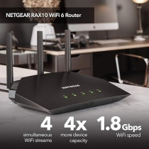 Netgear Wifi 6 Router (Rax10) AX1800 Wireless Speed (Up To 1.8 Gbps) 1,500 Sq. Ft. Coverage PS5 Gaming Compatible, Black