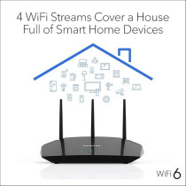 Netgear Wifi 6 Router (Rax10) AX1800 Wireless Speed (Up To 1.8 Gbps) 1,500 Sq. Ft. Coverage PS5 Gaming Compatible, Black
