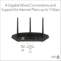 Netgear Wifi 6 Router (Rax10) AX1800 Wireless Speed (Up To 1.8 Gbps) 1,500 Sq. Ft. Coverage PS5 Gaming Compatible, Black